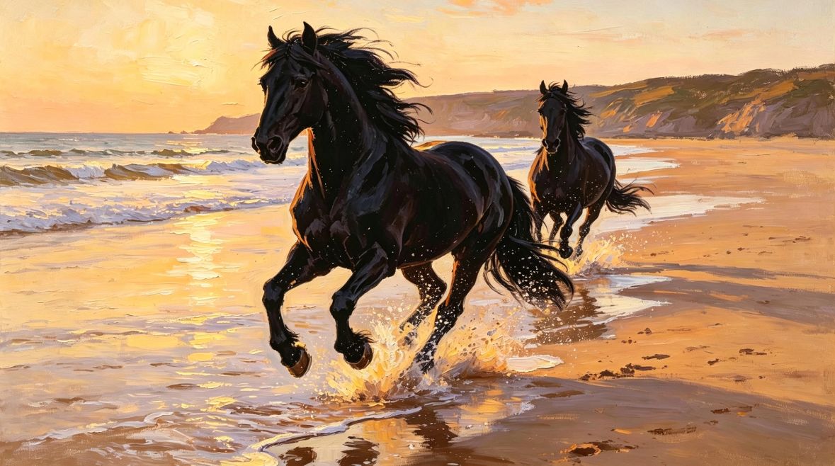 Amadeus and Legacy sunset beach print