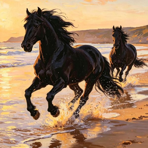 Amadeus and Legacy sunset beach print