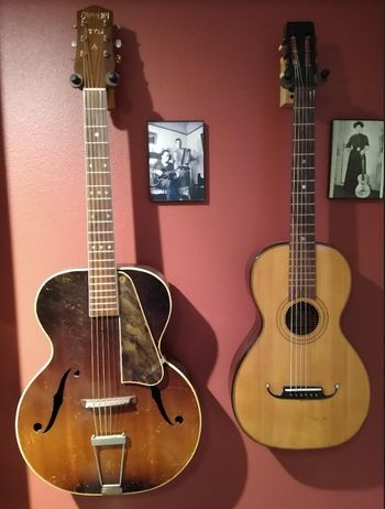 Julia spends her time hanging out with son Harold's guitar
