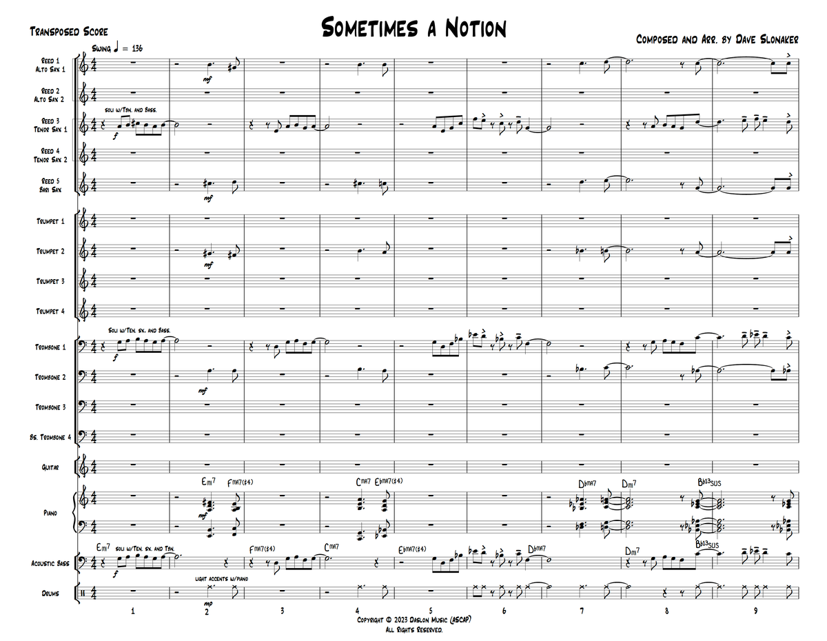 Sometimes a Notion Score and Parts