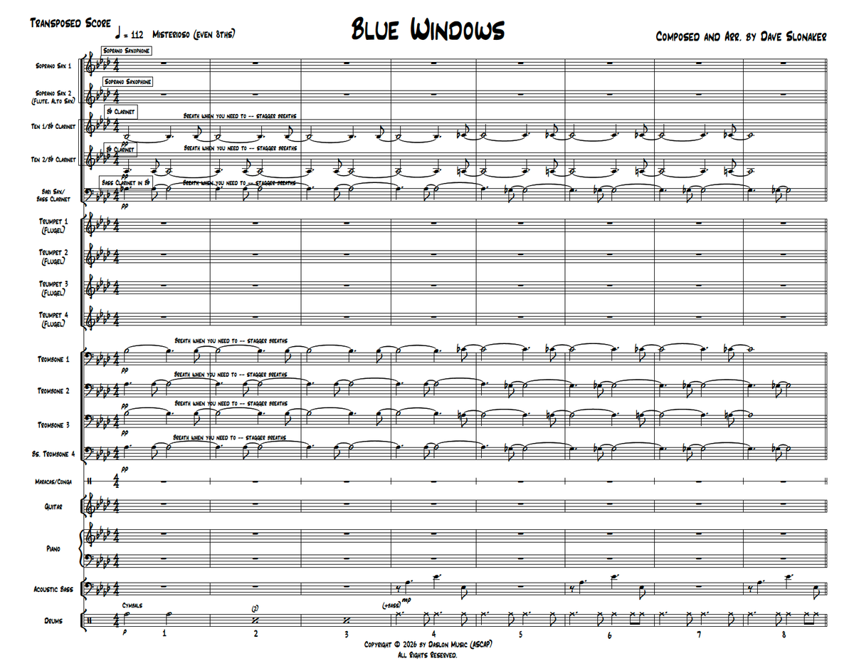 Blue Windows Score and Parts