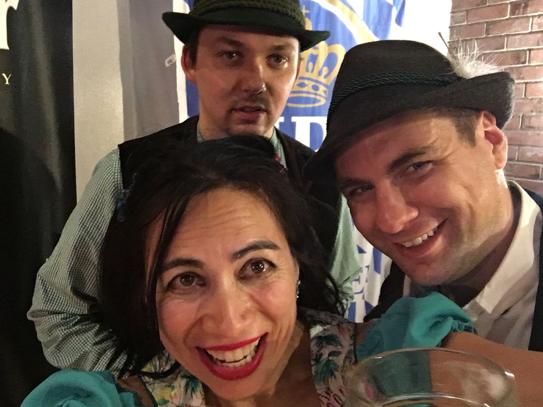 Probably a post-gig selfie
