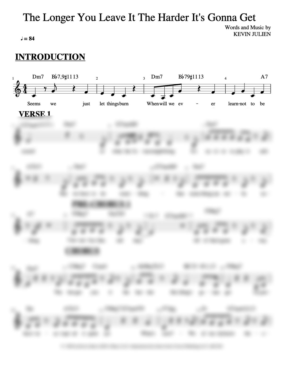 The Longer You Leave It The Harder It's Gonna Get (Sheet Music)