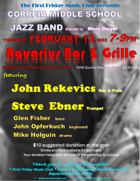 First Friday Music Club presents San Diego Jazz Greats & the Correis MS Jazz Band in concert