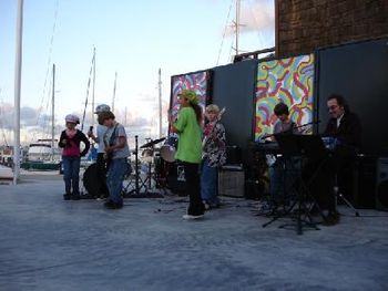 The Gomango Kids jammin' - Nina, Sara, Kaleigh, Jacob, Brennan, Matt, and Bailey

