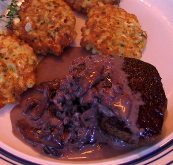Filet Mignon with Chive Corn Cakes
