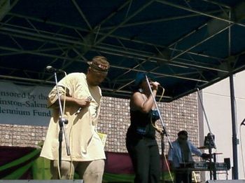 GRANDE GATO aka J.O.T. & BONITA SENORITA aka MS. CRYSTAL onstage with DJ PACO at 2008 HISPANIC FESTIVAL performance WS,NC
