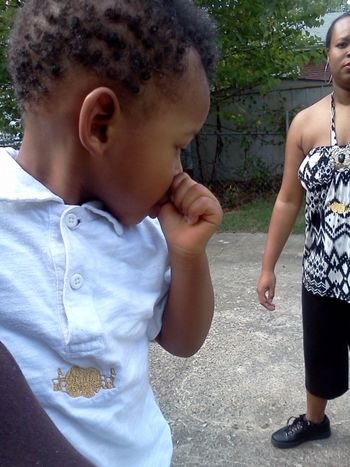 JACRYS WEARING WHITE BABY SOUL POLO STYLE SHIRT WITH METALLIC GOLD LOGO(pt 2).
