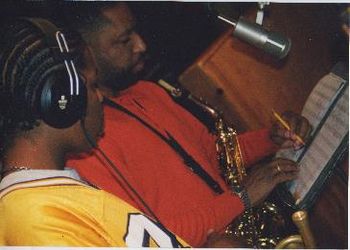 photo by Kiel Scott - Christian Scott and Donald Harrison in studio
