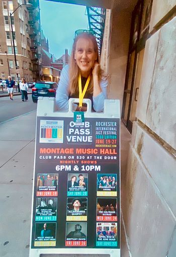 Ria and our sign for Montage Music Hall.
