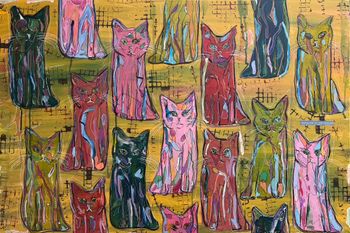 17 Cats on Yellow
