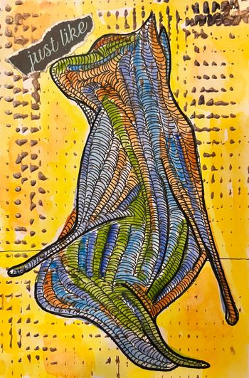 Liney Cat on Yellow
