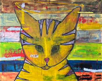 Close Up Yellow Stripy Cat with Halo
