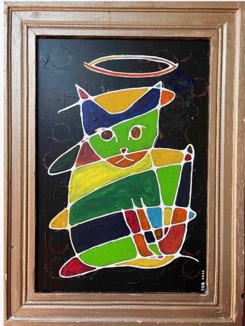 Gold Framed Swirly Kitty
