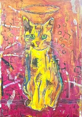 Yellow Cat with Halo
