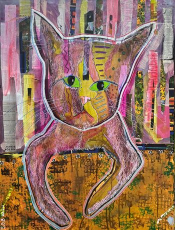 Fuzzy Collage Cat Chillin
