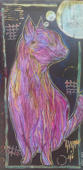 Purpley Kitty with Many Lines
