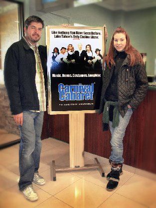 Catching up in the lobby of the Lake Tahoe, Horizon Casino, one of Bethany's former showroom venues, now the home for "Carnival Cabaret", Produced by an old LA friend of ours, Dan Gore.
