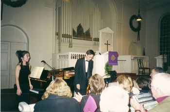 One of my favorite concerts.  Here with the pianist Miki Aoki in 2000.  It was our first concert together and we have remained good friends ever since!
