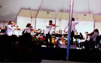 The most nervous I have ever been.  Performing with a real orchestra of professionals from New York.  My explanation of nerves was because everybody in the violin section, knew the piece better than I

