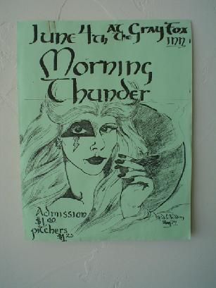 Flyer for Morning Thunder, my second band.  Illustration and idea by Dave Redding.
