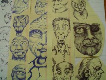VARIOUS DRAWINGS, pen and ink by Olin Smith.
