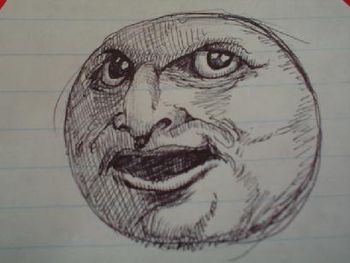 MOONFACE, pen and ink by Olin Smith.
