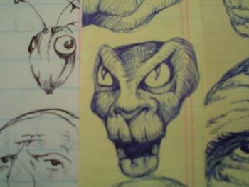 REPTILE HEAD, pen and ink by Olin Smith.
