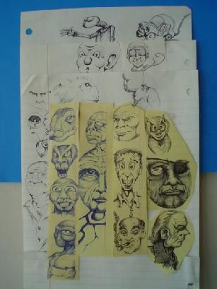 VARIOUS DRAWINGS, pen and ink by Olin Smith.
