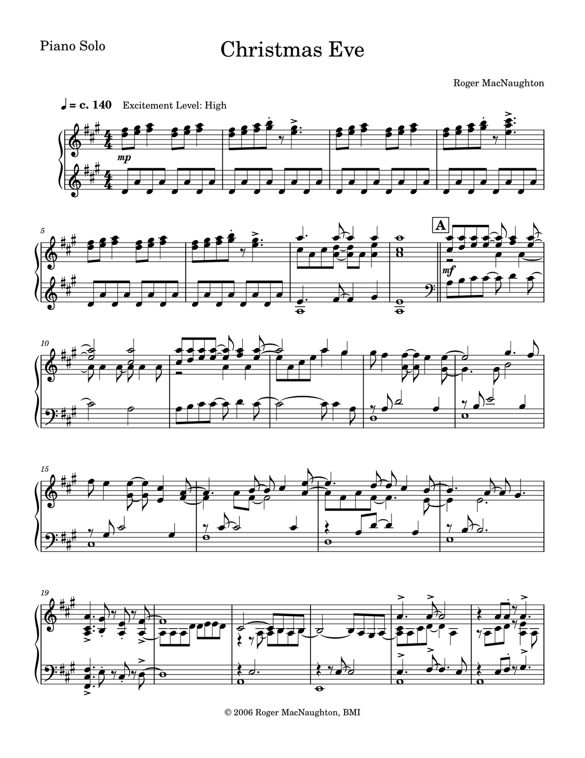 "CHRISTMAS EVE" - Piano Solo Sheet Music