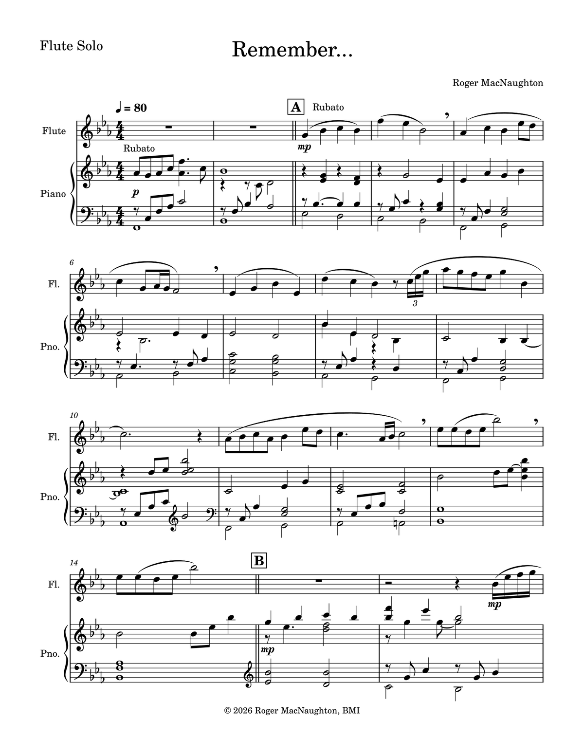 "REMEMBER..." - Sheet Music for Flute & Piano