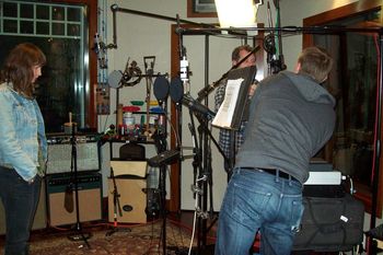 Setting up mics for Alix from Ghost Tiger
