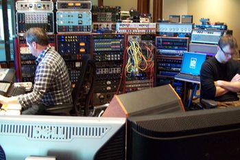 Chris Tyng & PJ listening to playback
