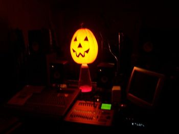 Celebrity guest , Jack-o-lantern, cutting his hit song "Jack-en-ta-nite"
