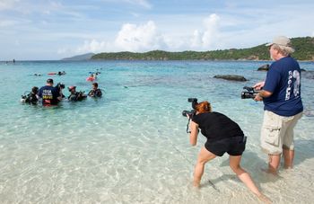 PCD and Noelle Olive film as Keith Sagray and Team Nautilus enter the Caribbean in an attempt to break an underwater endurance record. Paul was Field Producer/Director and Cinematographer on St. Thomas for Discovery Channel's coverage of the attempt. Photo: Monica Gephart
