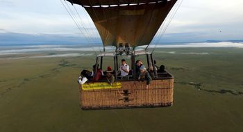 The hot air balloon is an ideal platform for filming wildlife on the Maasai Mara, in Kenya. Photo by Capt. Mervin Desouza
