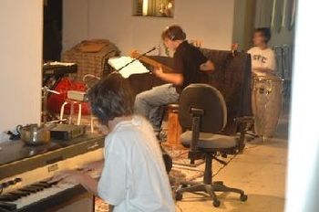 Rhythm section in the studio
