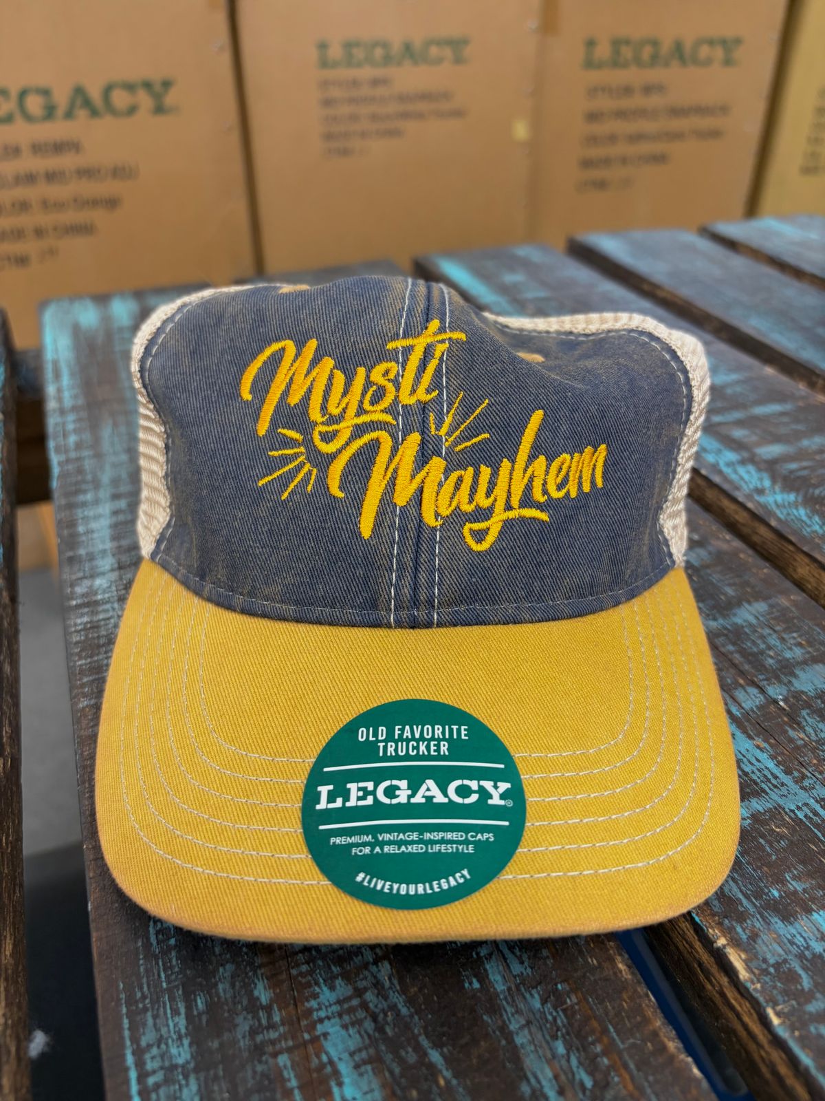 Unisex OSFM adjustable Autographed Mysti Mayhem Hat Yellow 