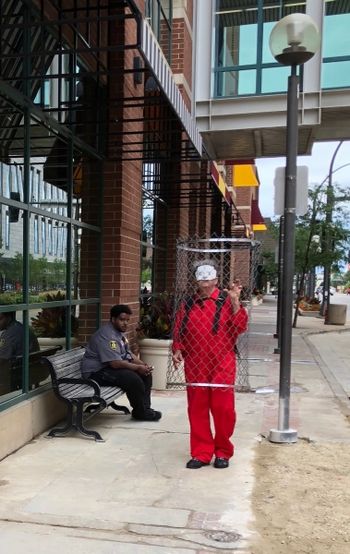 "Portrait of an Artist as Political Prisoner", Performance #1, Rochester, MN, 2019 (Photo: Margarita Baumann)
