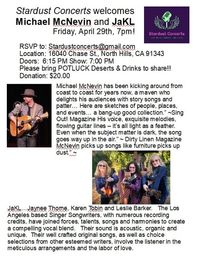 McNevin SoCal Mini-Tour -  4/28 S. Pass, 4/29 in North Hills, 4/30 in South Pass, 5/1 & 5/2 in Carpinteria