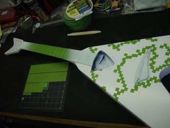This Dean Vee is being prepped for a digital camouflage paint pattern....
