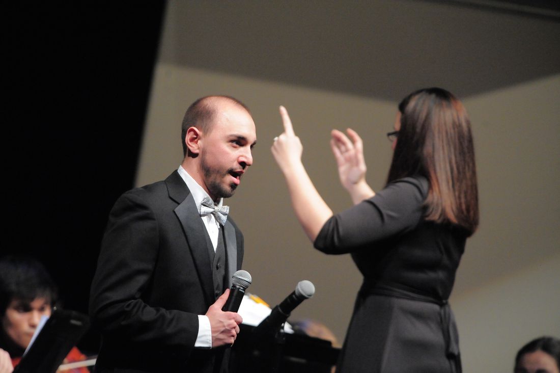 Soloist, Nessun Dorma, at Fallston High School Orchestra Winter 2013 with the preggo wife conducting
