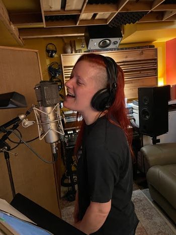 Tara Holloway adding backing/harmony vocals in the studio, Critical Misunderstandings On The Precipice album sessions!
