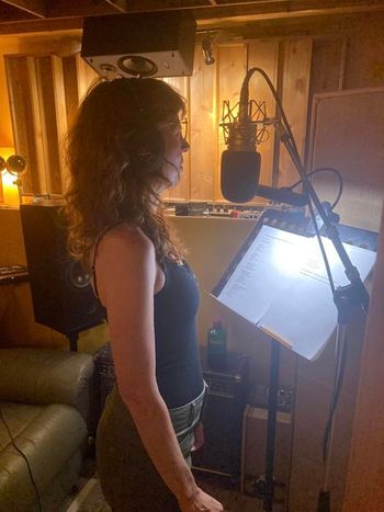 Shannon Ross in the studio singing backing/harmony vocal on Critical Misunderstandings On The Precipice!
