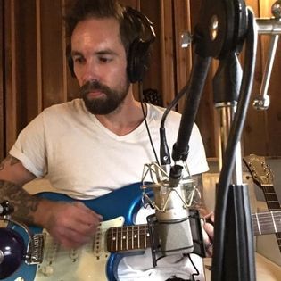 Blair in the groove recording electric guitar for Tendrils.
