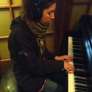 Marianne on piano during Tendrils album sessions.
