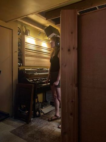 Shannon Ross in the studio singing backing/harmony vocal on Critical Misunderstandings On The Precipice!
