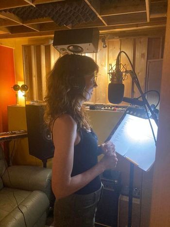 Shannon Ross in the studio singing backing/harmony vocal on Critical Misunderstandings On The Precipice!
