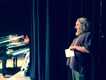 Emcee Matt Socey waits backstage
