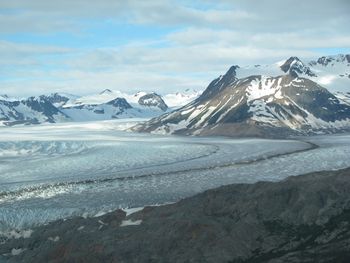 Glacier carving and grinding, and winding its way
